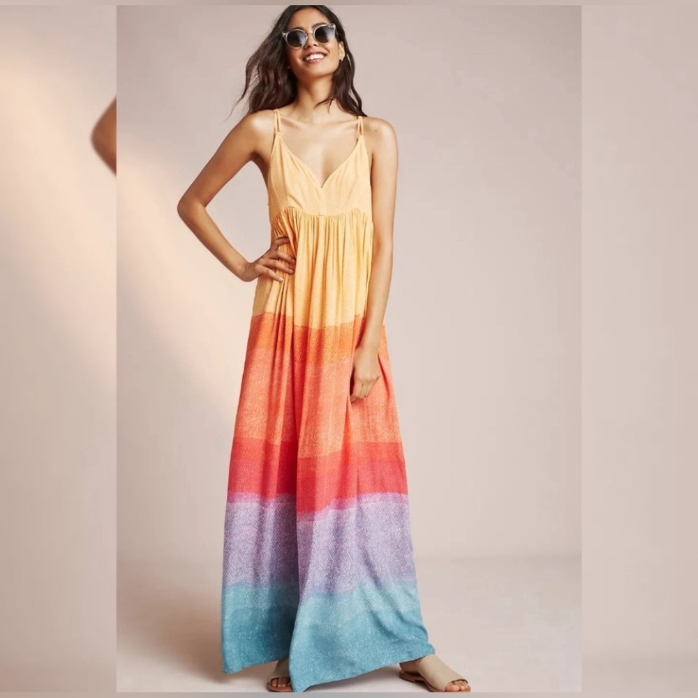 Anthropologie Carla Weeks Setting Sun Maxi Dress size M